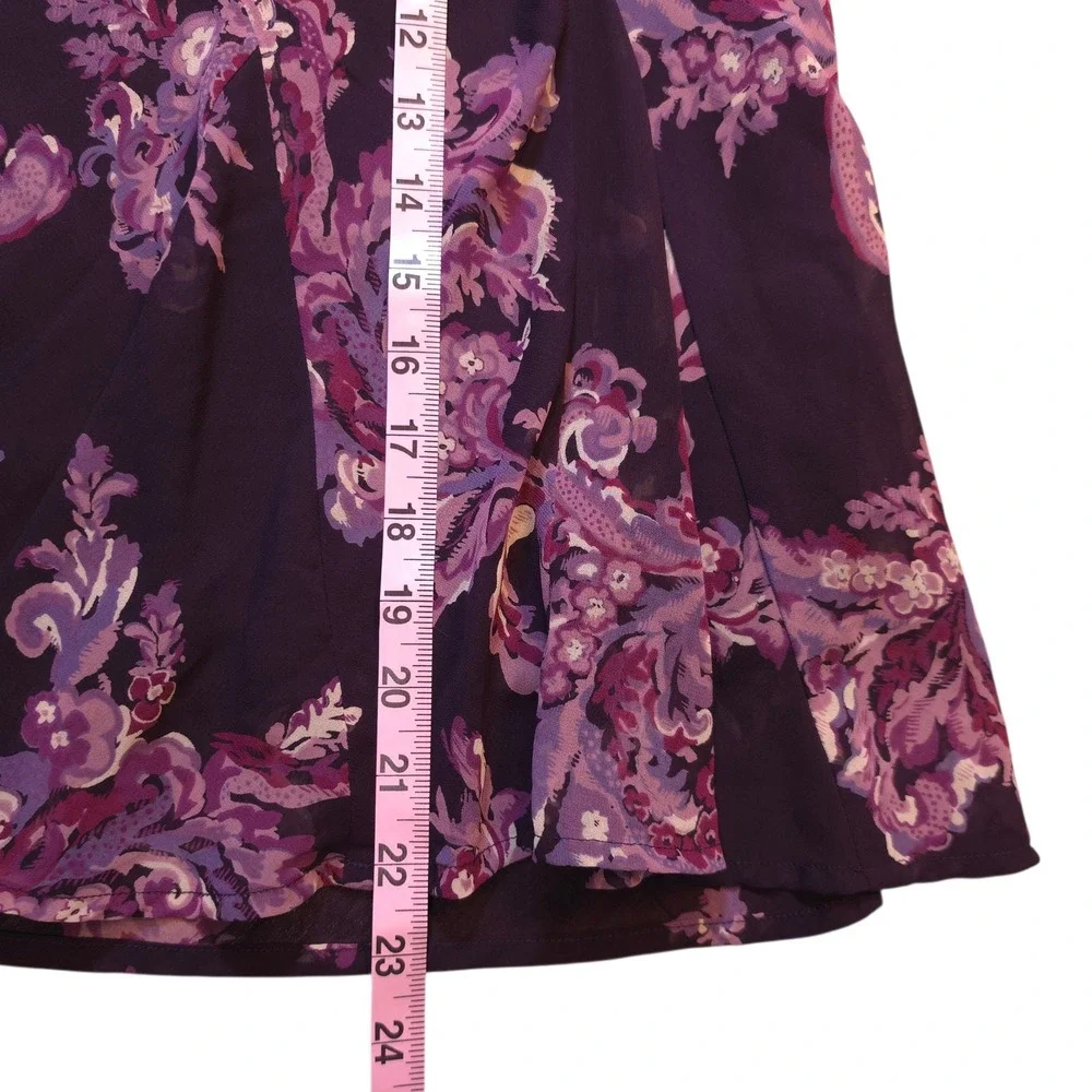Worthington Petite Purple Paisley A-Line Skirt‎ Size Med Side Zip Lined Floral